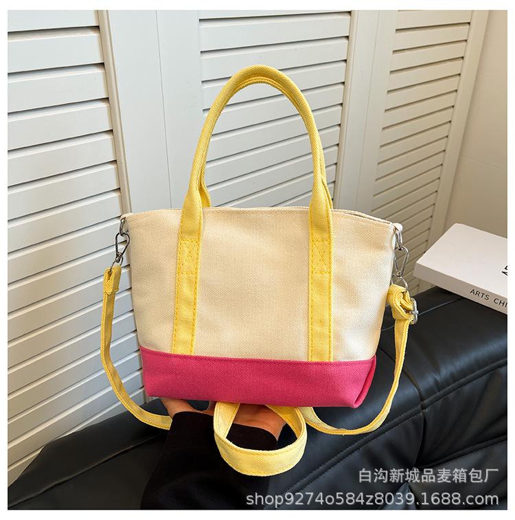 

Trendy canvas bag hand-to-hand fashion and environmental protection new shopping bag tote bag large capacity canvas bag magnetic buckle shoulder bag