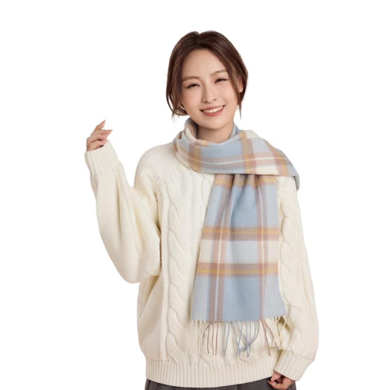 

Yuxiaoduo 100% Pure Wool Plaid Scarf