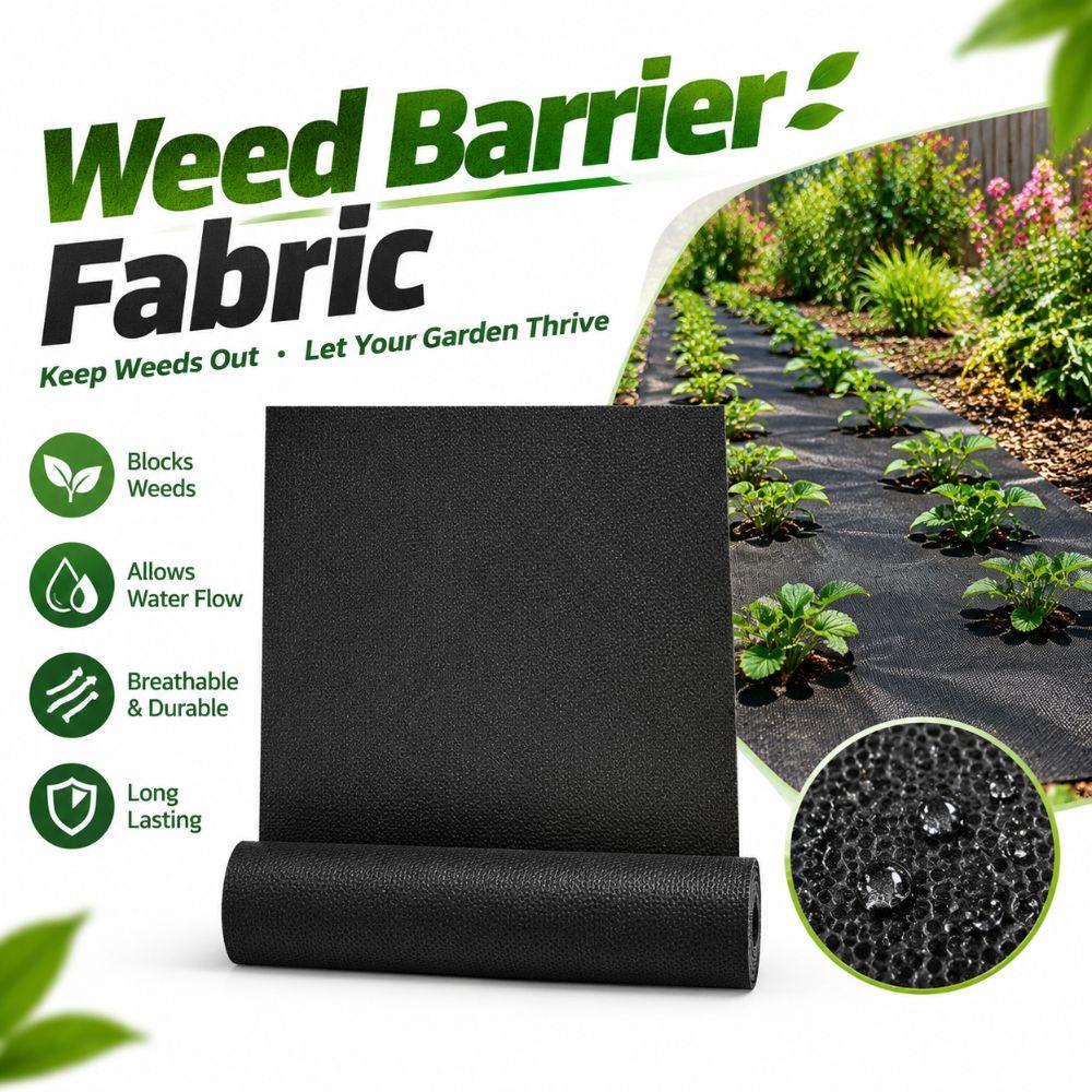 PP Woven Material Garden Mulch Fabric Black Weed Control Membrane Heavy Duty Ground Cover Garden
