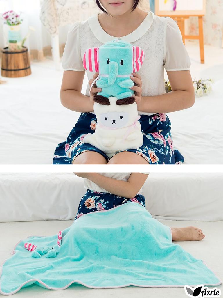 Azrte Large Animal Warm Fleece with Ribbon Cute Frog Pillowcase Blanket, Wrap, Throw,