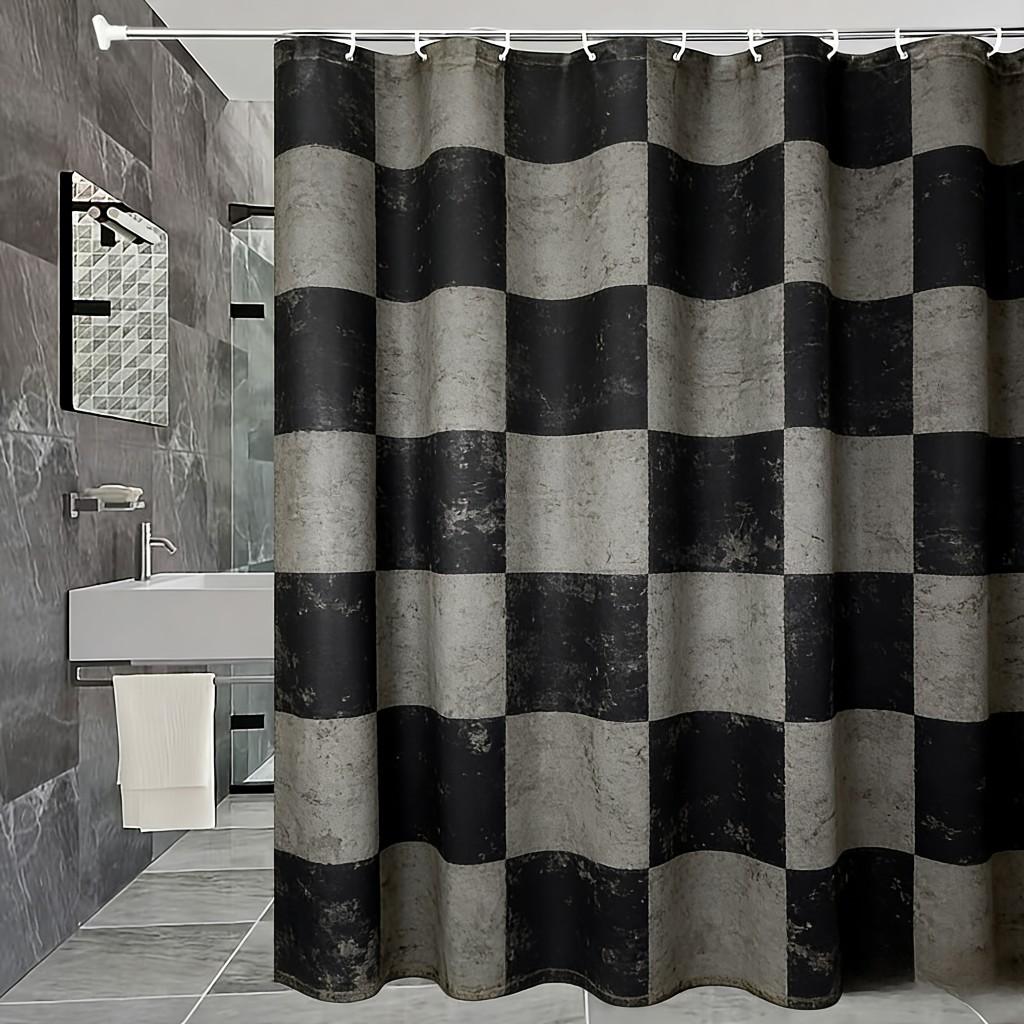

Year Of The Horse Minimalist Line Art Shower Curtain - Black With Gold Accents Bathroom Decor W60H190(CM)-1 Pcs