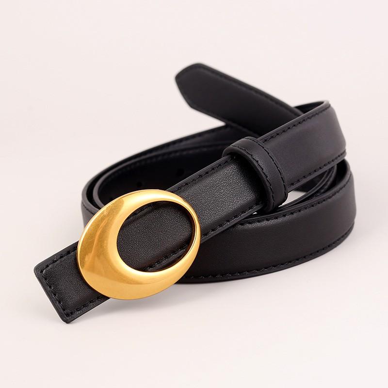 Womens Vintage Leather Belt Gold Buckle Dresses Jeans Fashion Accessory