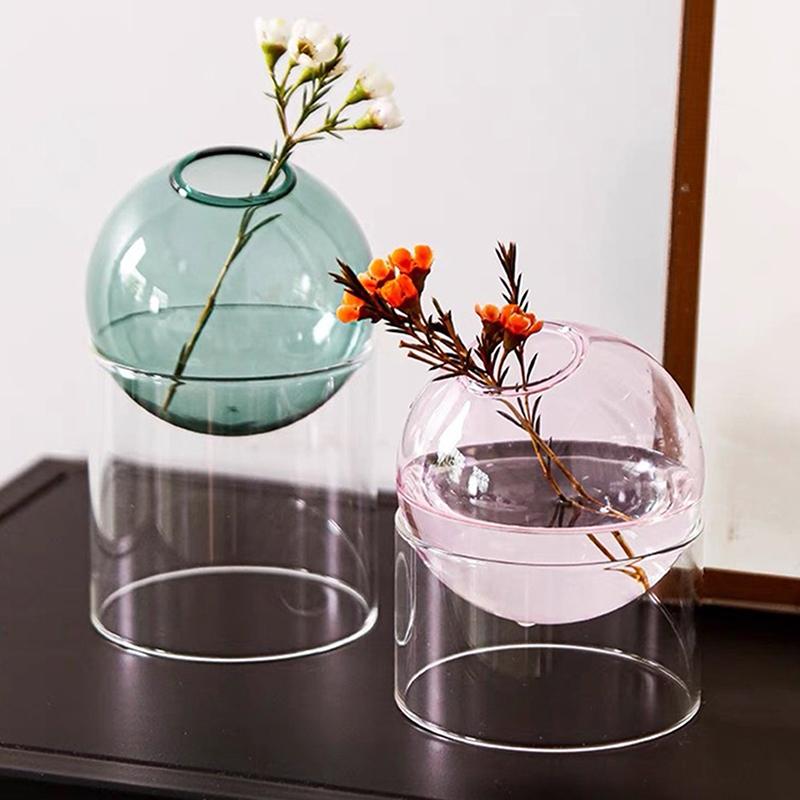 Creative Spheroidal Glass Vase Flower Arrangement Hydroponic Plant Vases Vintage Flower Pot Tabletop Plants Home Bonsai Decor