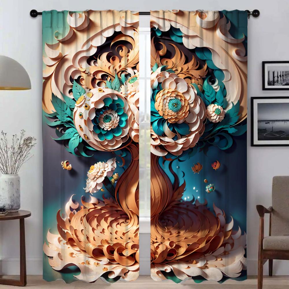 

3D-печать кухонных штор для перегородки камеры, затемняющих штор для комнаты, 2-панельных штор для домашнего интерьера, жалюзи, жалюзи, гостиная W50xH70cmx2pcs-CL