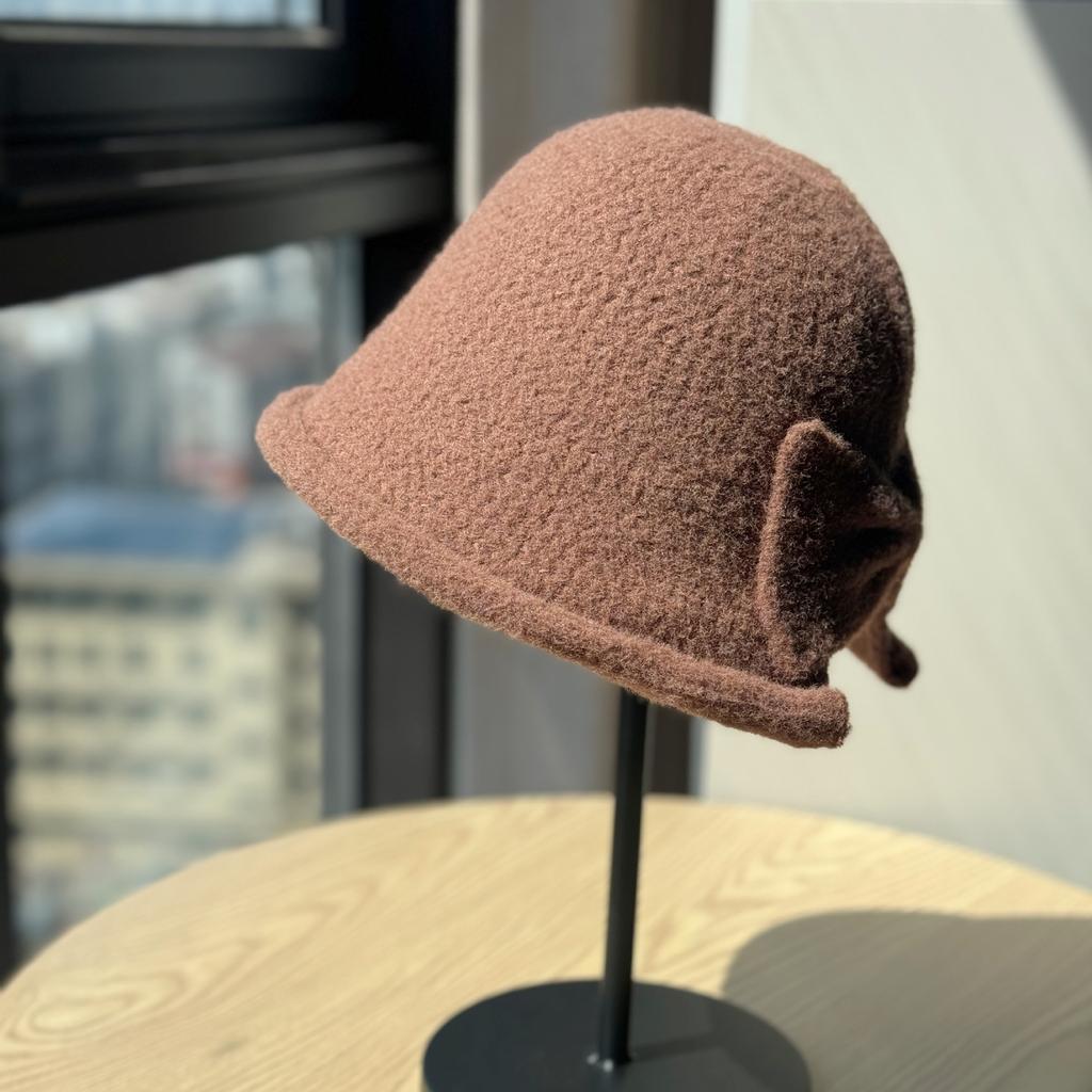 New Korean Style Slit Bow Fisherman Hat for Women Autumn and Winter Warm Basin Hat Fashionable and Versatile Ponytail Hat