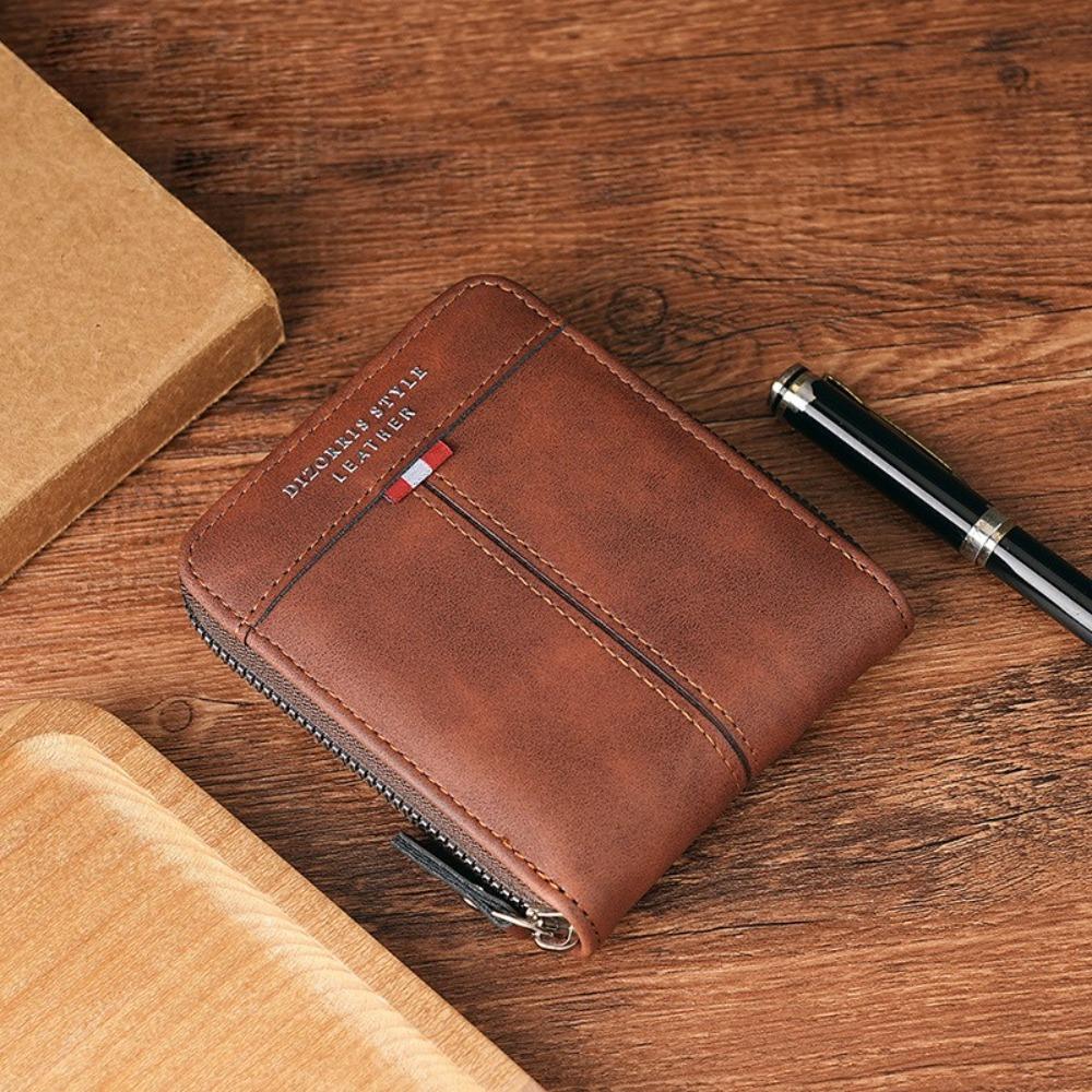 New Portable Short Coin Purse PU Leather Folding Mini Wallets Vintage Card Holder Gift