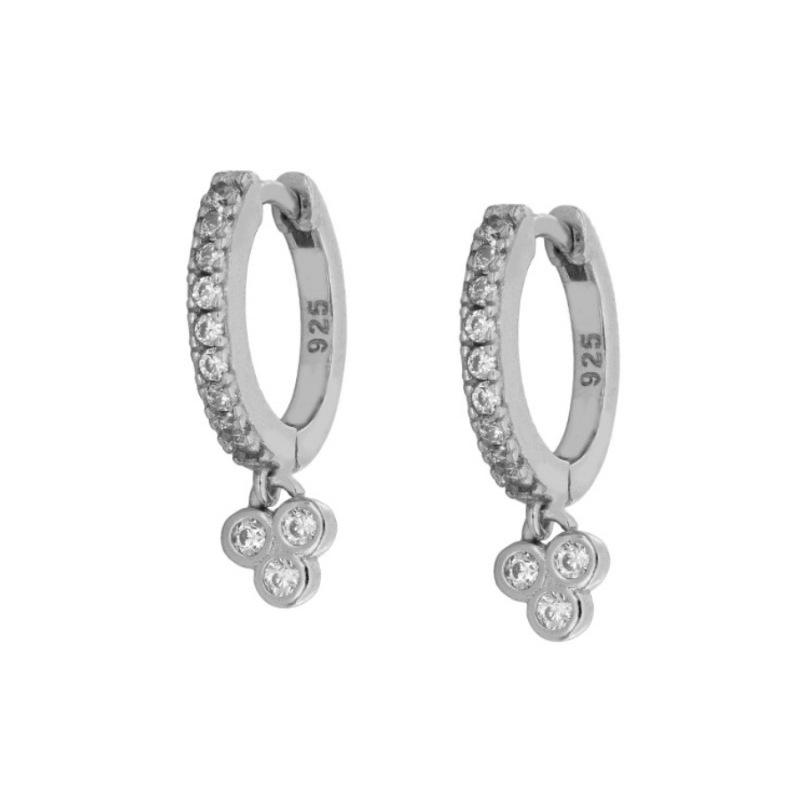 

Серьги-пряжки для женщин из стерлингового серебра S925 с тремя бриллиантами в форме ветра и геометрическим узором 925 Silver