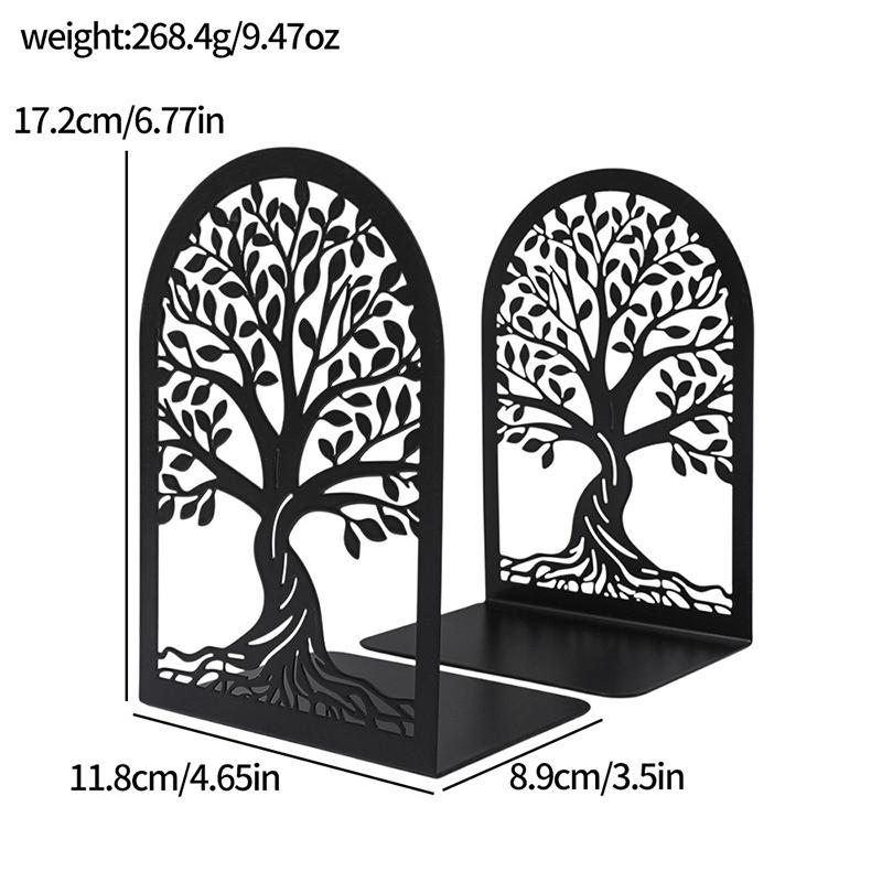 Tree Of Life Retro Decorative Bookends For Heavy Books Black Tree Metal Bookends Desk Organizer Library Stationery Accessories