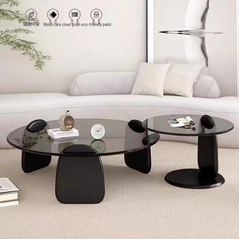 Nordic Minimalist Round Tempered Glass Coffee Table for Living Room - Elegant Light Luxury Italian Style for Small Apartments