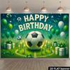 2D Fußballparty Hintergrund - Grünes & Weißes Fußballbanner für Kinder Sport Geburtstag Fotoshooting