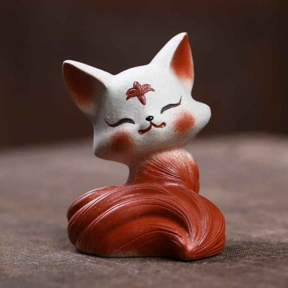 

Yixing Purple Clay Nine-tailed Spirit Fox Tea Pet Zen Flowerpot Landscaping Tea Figurine Play Toys Tea Statue Ornaments Teaset