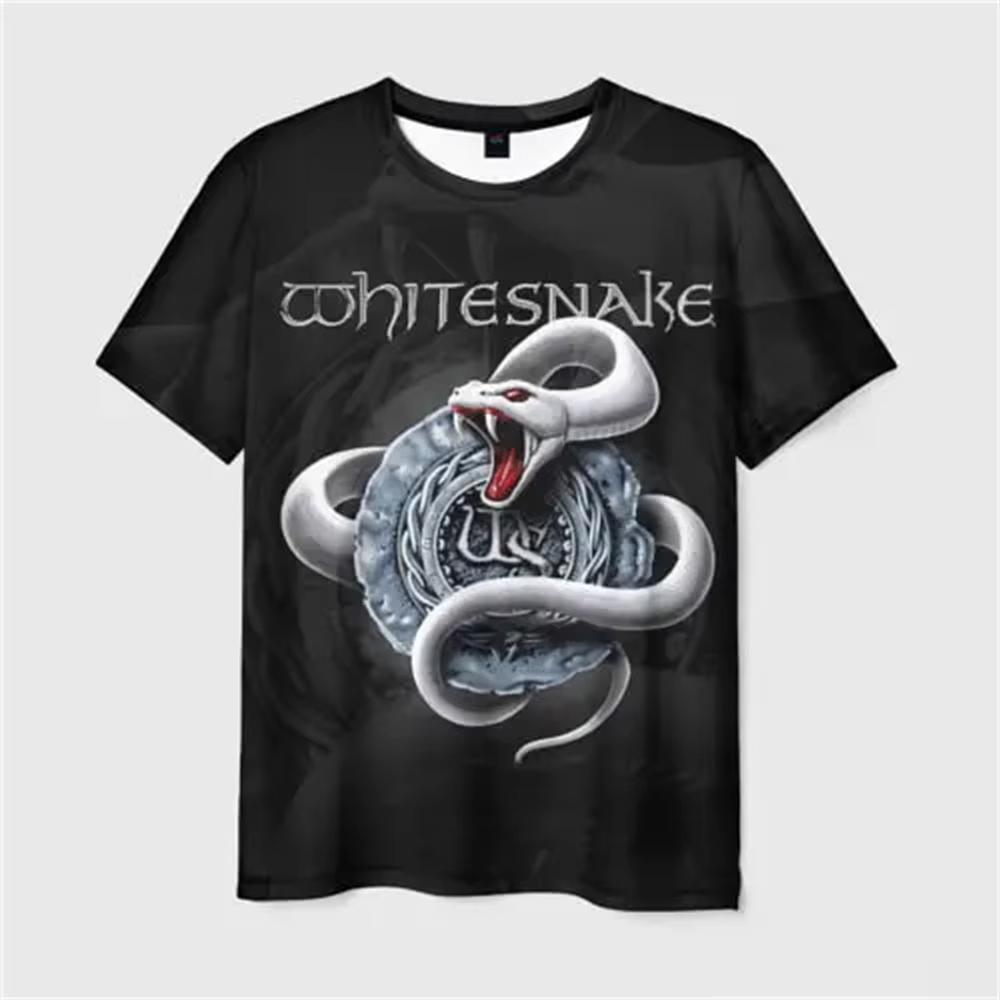 Neues Rock BAND Whitesnake Muster 3D Druck T-Shirt Herren Damen Mode Trendiger Street Style Heavy Metal Rock Kurzarm Oberteile T-Shirts