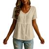 Women's Fashion V-Neck Button-Down Short-Sleeve -Color Casual Top