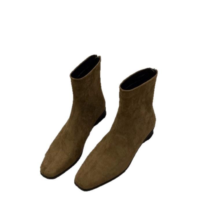 Feeling Retro and Foreign Style Small Short Boots 2025 Autumn and Winter New Single Boots Thin Boots French Suede Small Ankle Boots