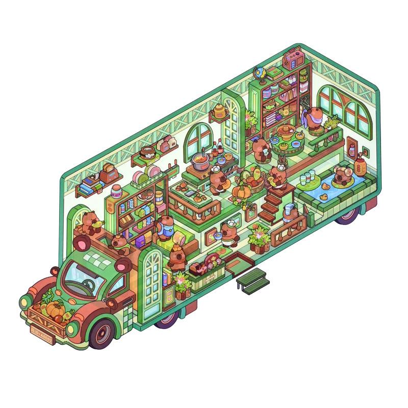 1Set Forest Travel Rv Miniature Scene Landscape Stickers Mini Decompression Handmade Stickers Creative Diy Decoration Stickers