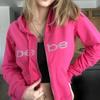 VAYLA Europe et États-Unis Nouveau Y2k Rétro "Bebe" Imprimé Rose Rétro Hot Diamant Sexy Décontracté Sweat à Capuche