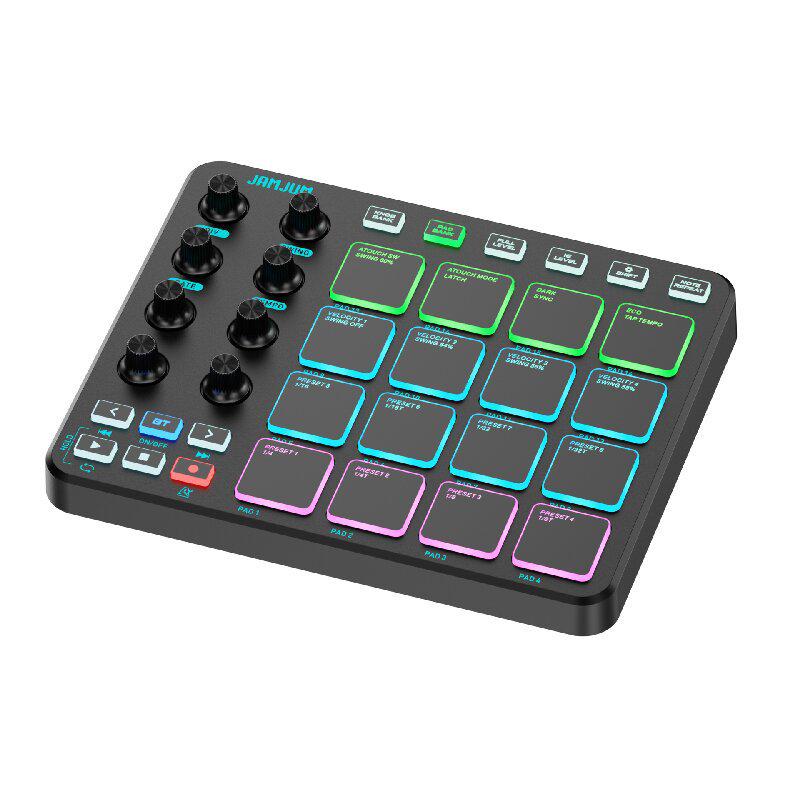 Портативний MIDI-контролер-пед на 16 клавіш: Міні Bluetooth музична клавіатура з вбудованою батареєю