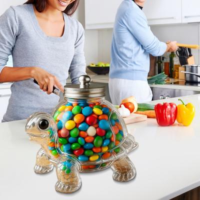 Yousheng Tierförmige Bonbonglas Luftdichtes Vorratsglas mit Deckel Niedliches Transparentes Katzen-Hunde-Design Snackglas für Küchenarbeitsplatte Schrank