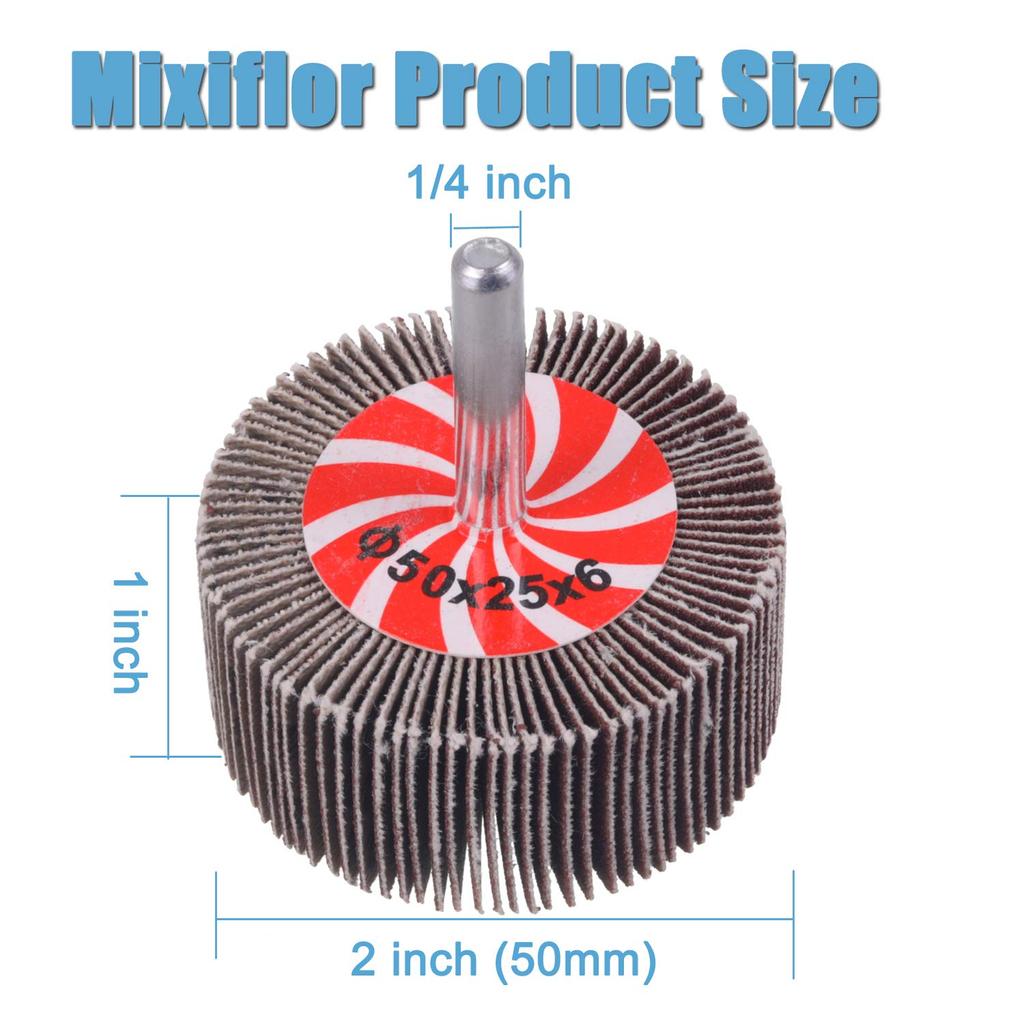 20 Pack Abrasive Flap Wheel Sander Set, Mixflor 2”X 1” X1/4” Shank Flap Wheels–5 Pcs of Each 60 80 120 and 240 Grits Aluminum Oxide Flap