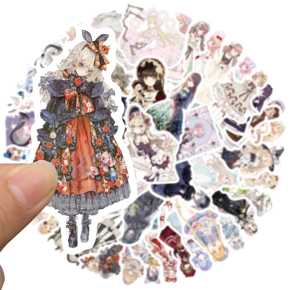 50Pcs/Set Lolita Girls Series 01 Stickers DIY Fashion Mixed Waterproof Doodle Decals Stickers
