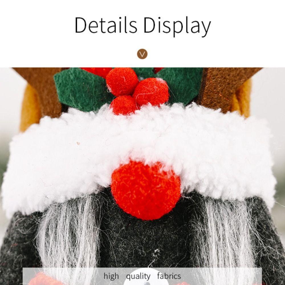 Cloth Deer Antlers Dwarf Ornament Handmade Faceless Doll Christmas Plush Doll Cabinet