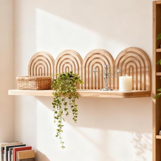 Spiral Wall Floating Shelf Bohemia Farmhouse Rustic Wooden Wall Mount Display Shelf Decoration Living Room Bedroom Bathroom Storage Rack