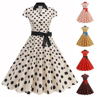 Women's Fashionable Retro Standing Collar Printed Spliced Large Swing Lace Dress