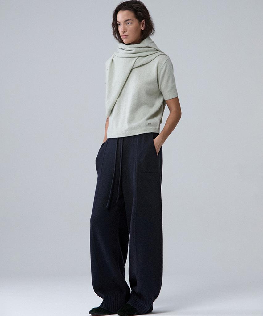 UMARMUNG Wool Cashmere Half Sleeve Pullover_Mint