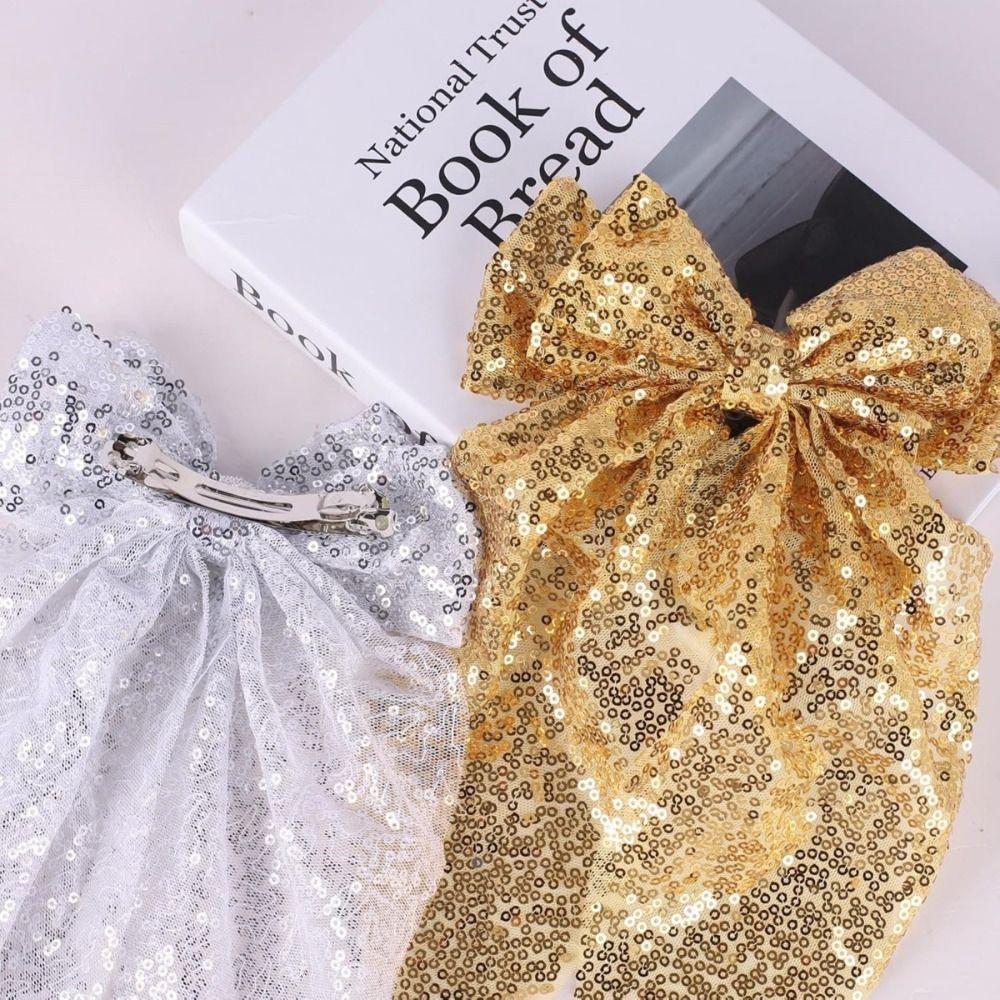 Big Bows Sequin Bow Hair Clip Handmade Bowknot Hair Accessories Party Accessories