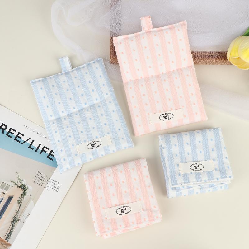Stripes Polka Dot Coasters Portable Square Cotton Cloth Insulation Pad Soft Hanging Drink Coasters Photography Props