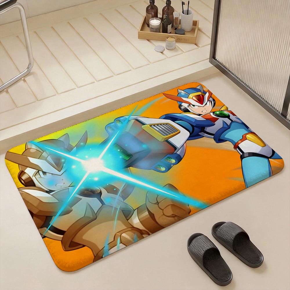 Game M Mega Man Floor Mat Eco Flannel Doormat Non Slip Odorless Indoor Floor Rug Soft Short Plush Home Mat