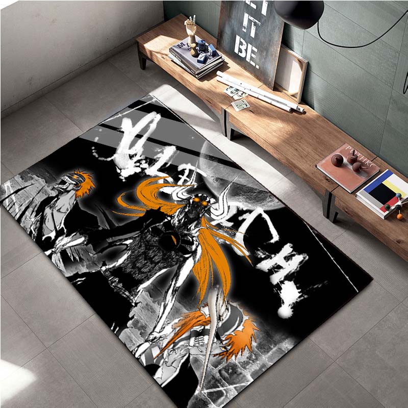 15 Größen Anime Bleach Cartoon Bereichsteppich Groß, Teppich für Wohnzimmer Schlafzimmer Sofa Fußmatte Dekoration, Kinder Spiel Rutschfeste Bodenmatte