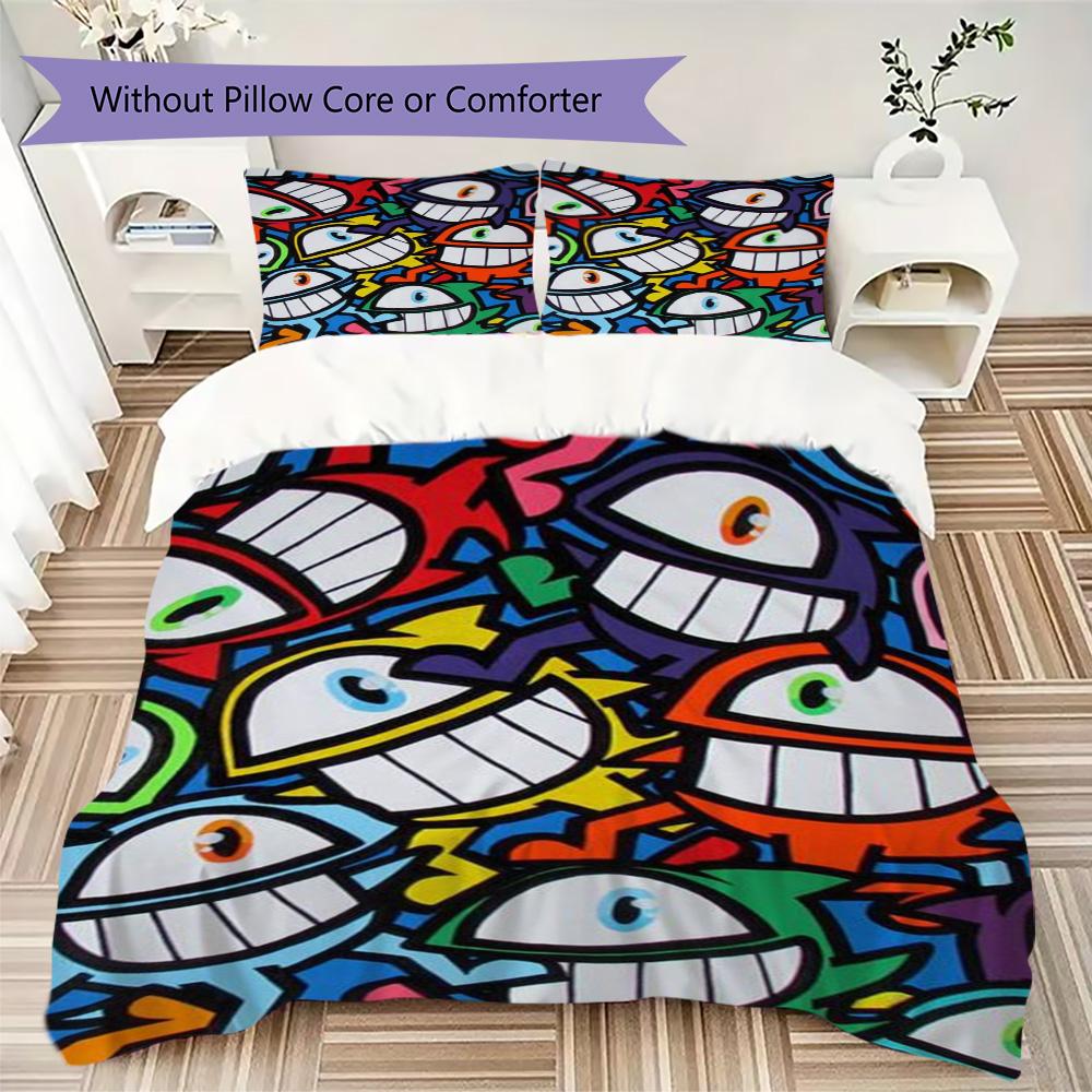 Quirky one-eyed monster Pattern Bedding,Quilt Set Quilt Cover Pillowcase Home Birthday Gift (1*duvet cover+2*pillowcase,without core)ZSJT0917333