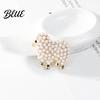 Animal Brooch Zinc Alloy Imitation Pearls Inlaid Fluffy Sheep Design