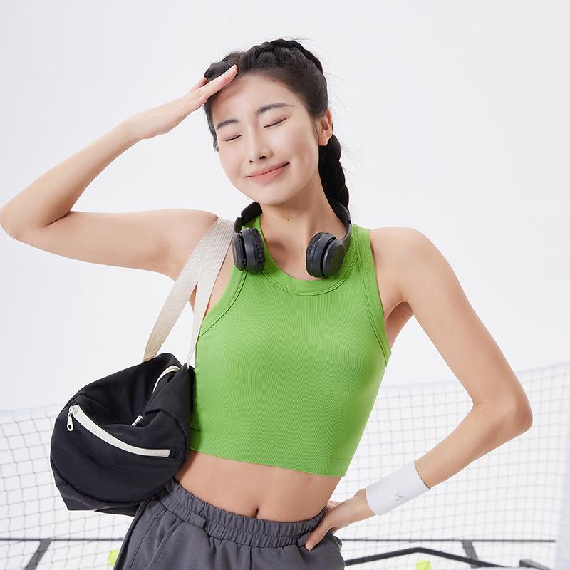 

Стильный спортивный бюстгальтер из лайкры с нагрудными вкладышами: Обнаженная майка для йоги и фитнеса Small зелёный