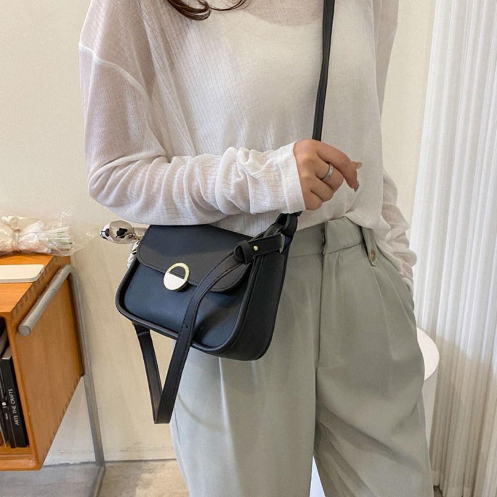 Large Capacity Small Square Bag with Ribbon Chain Crossbody Bag Leather Shoulder Bag  Mobile Phone