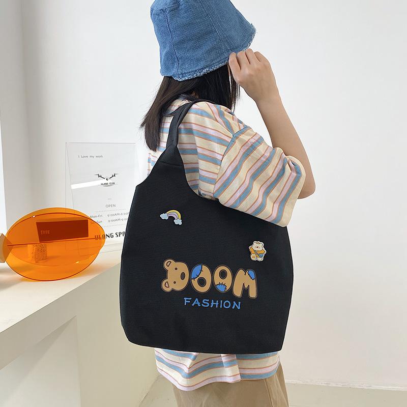 

Large capacity canvas bag new women s bag fashion trend shoulder bag simple чёрный