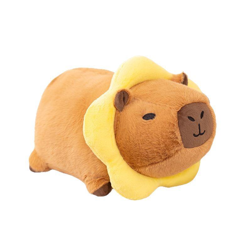Cute Capybara Plush Toy Kawaii Flower/Toast Capibara Stuffed Fluffy Doll Detachable Decor Animals Toys Birthday Gift Bed Partner