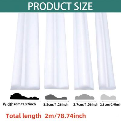 1pc 2m/78.74in Molding Trim Peel and Stick Chair Rail Moulding for Walls Self Adhesive Flexible Border Trim for Wall Mirror Fram