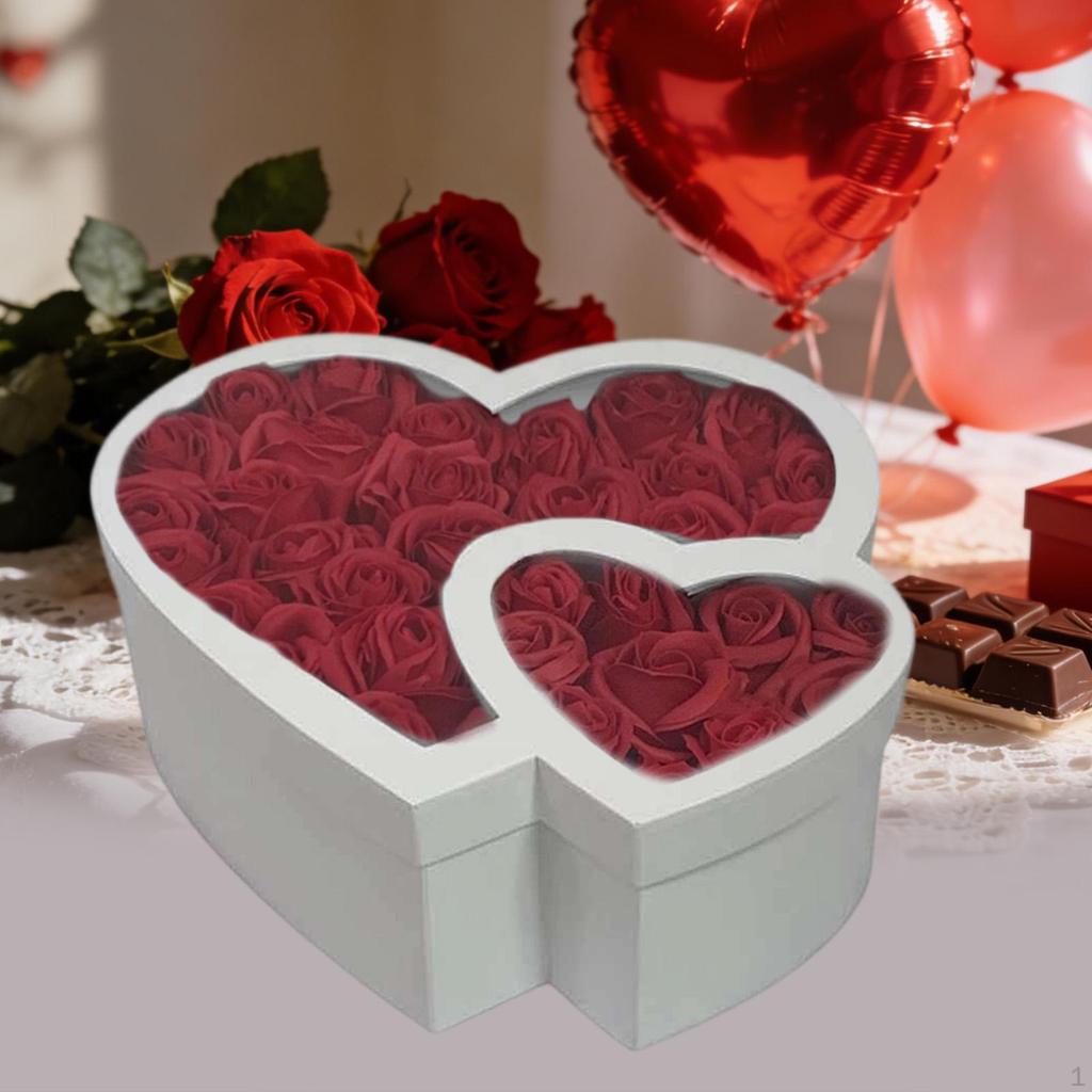 Box with Lid And Window, Made of Sturdy Cardboard, for Flower Arrangements, Gifts Decorations