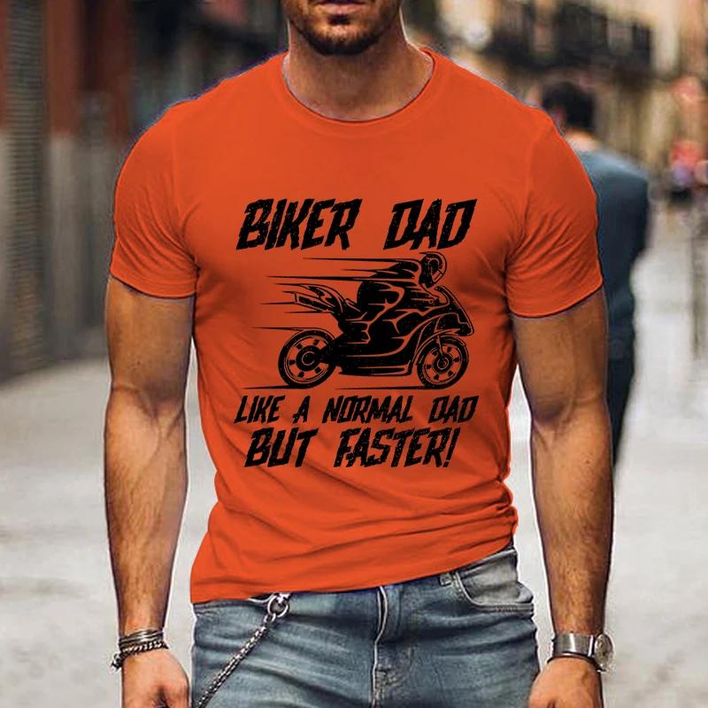 Vintage Motorcycle Men's T-shirts Biker Dad Like A Normal Dad But Faster Shirts Graphic Tee Fashion Father Day Streetwear Tshirt