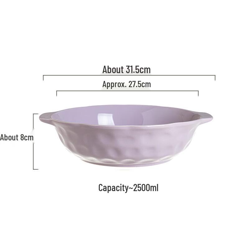 

Muju Cream Style Ceramic Double Handle Large Serving Bowl