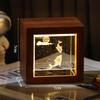 3D Galaxy Crystal Cube Night Light with Wooden Base - Illuminated Desktop Ornament, Perfect Birthday Gift
