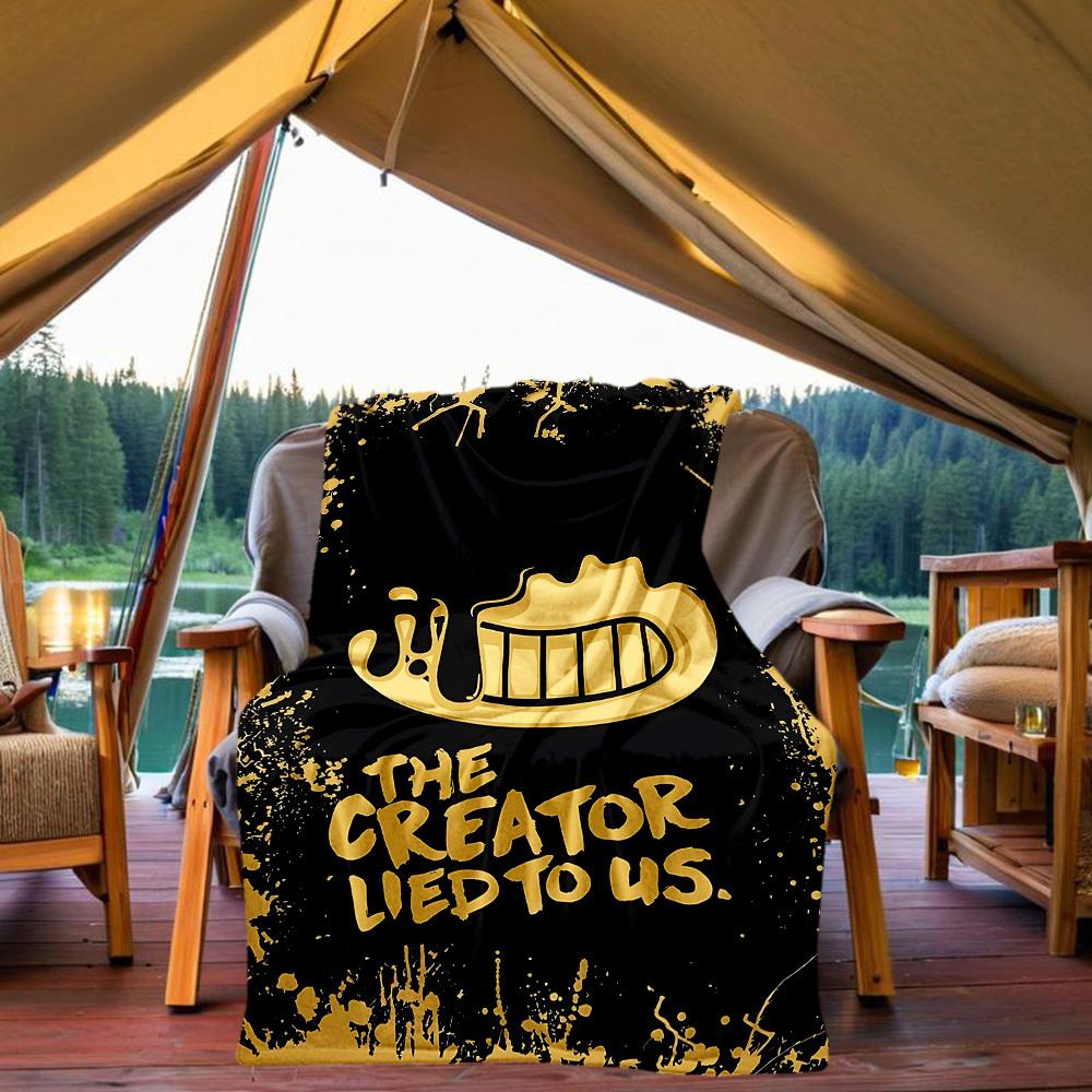 1PC Bendy and the Ink Machine Outdoor Flannel Throw Blanket - HD Printed Lightweight Soft Warm All-Season Blanket for Sofa, Bed, Travel, Camping 028