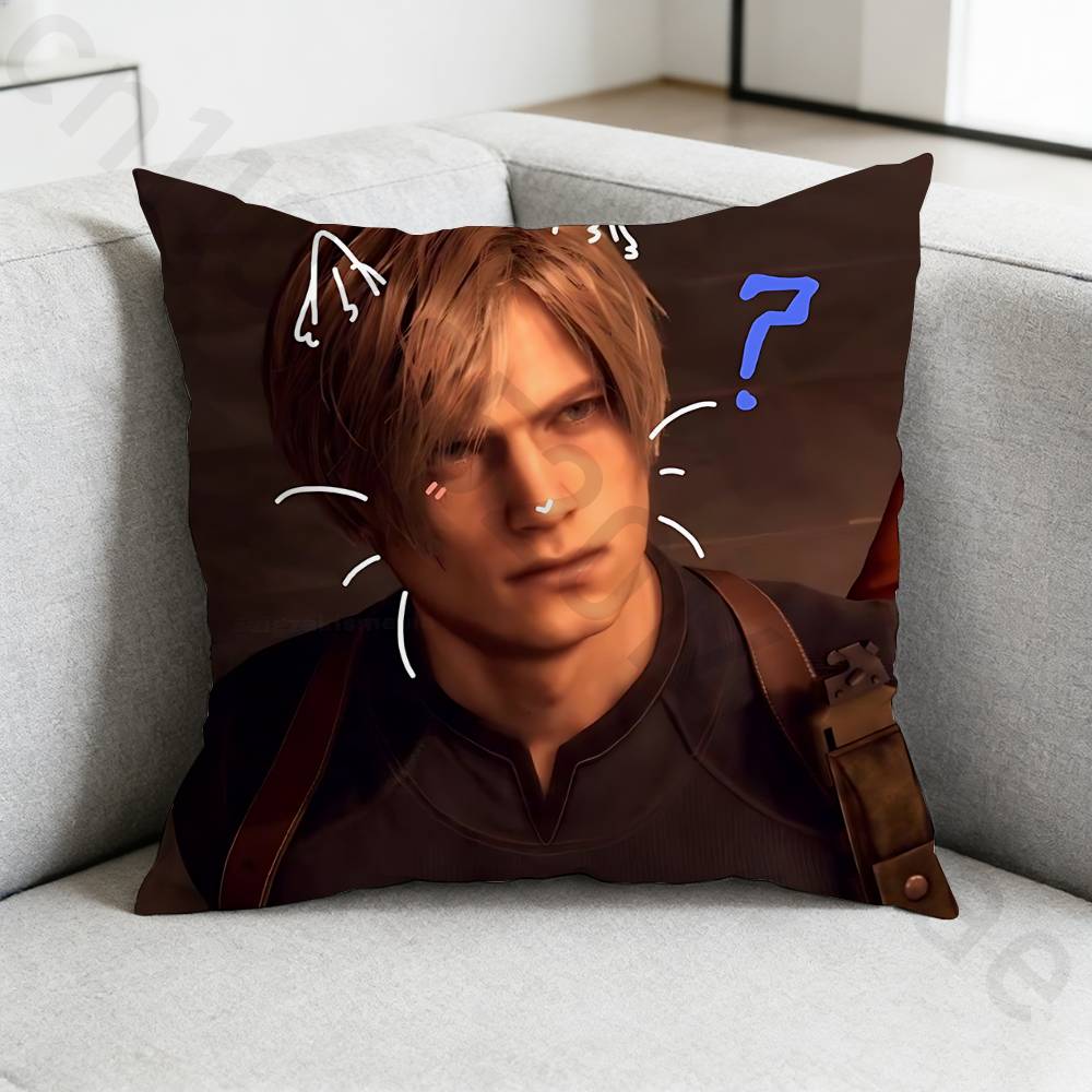 RResident Evil Leon Kennedy Pillow Case Antidustmite Pillowcase Invisible zipper silky short plush Sofa cushion cover