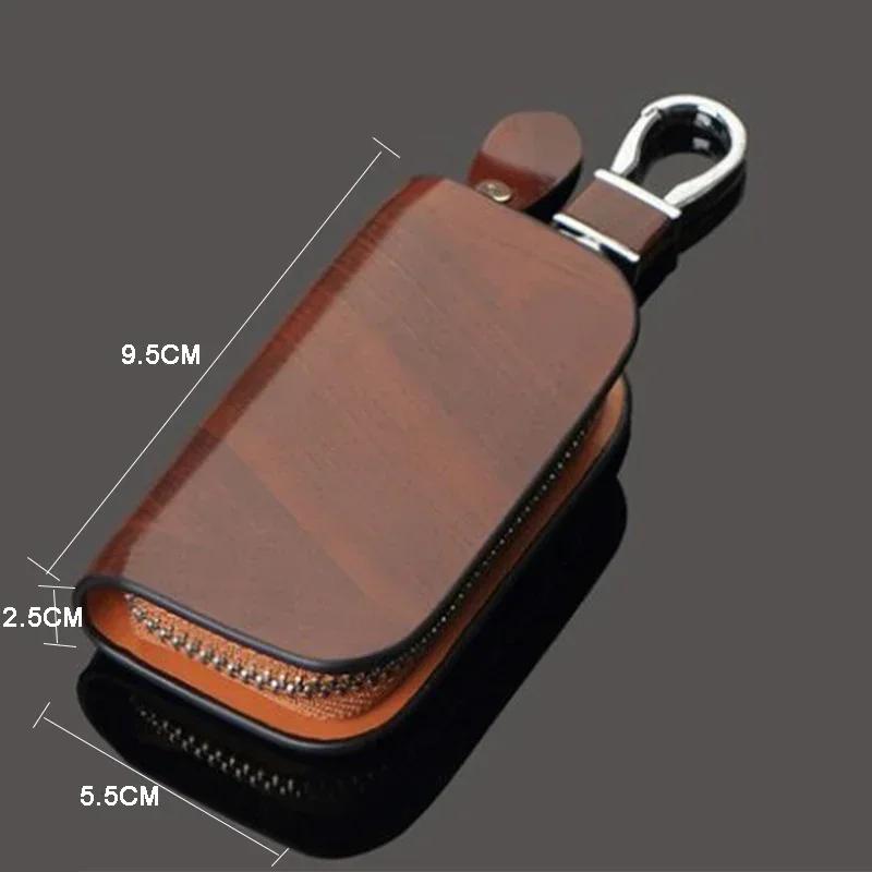 Leather Car Key Bag Vehicle Logo Keychain Case for Mitsubishi Outlander Lancer 9 10 ASX L200 Pajero Mirage Montero Eclipse