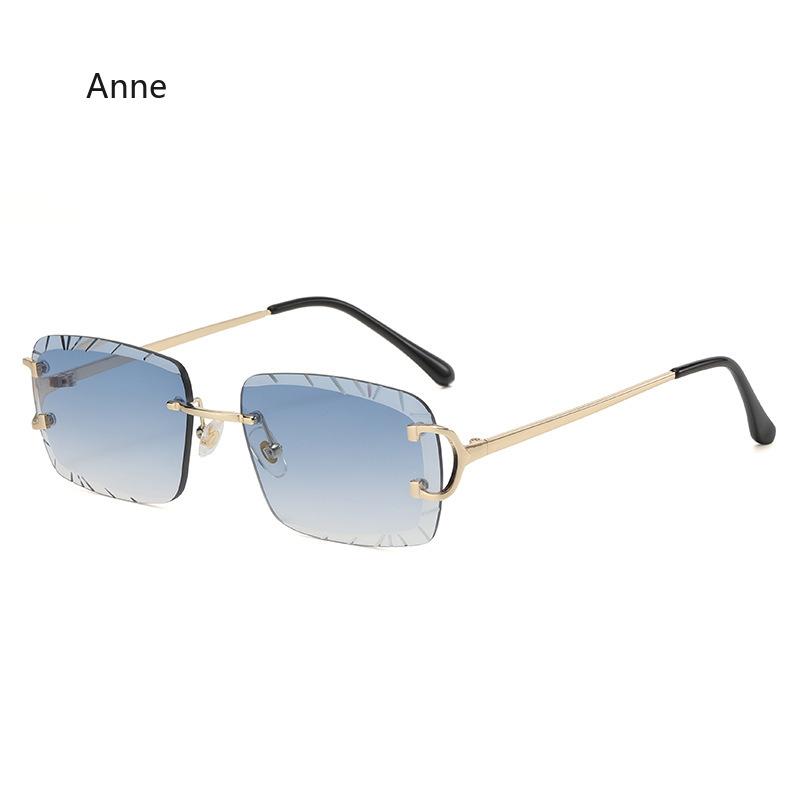 Square Rimless Glasses Trend Metal High-grade Men's and Women's Sunglasses Street SSunglasses Gafas De Sol