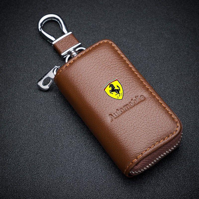 High-end Leather Car Key Case Cover Keychain For Ferrari F1 F8 F80 SF90 Stradale SF90Spider 296 GTB 296 GTS 812 Auto Accessories JQ1
