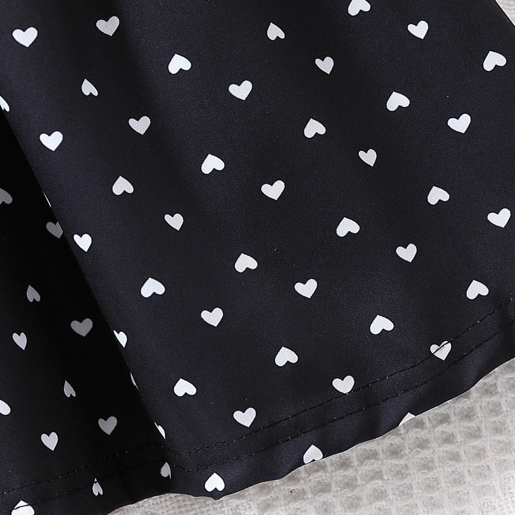 Dress For Girls 1-8Y Birthday Korean Style Fashion Lace Trim Heart Pattern Dress with Matching Bag