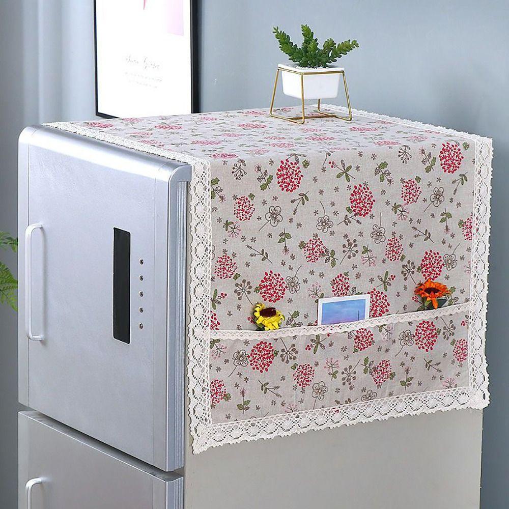 1Pcs Dustproof Refrigerator Cloth Cotton Linen Washing Machine Towel Fridge Protection Cover